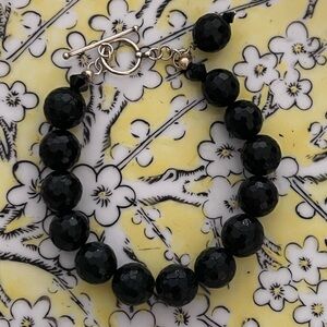 Black Onyx Beaded Bracelet with Toggle Clasp